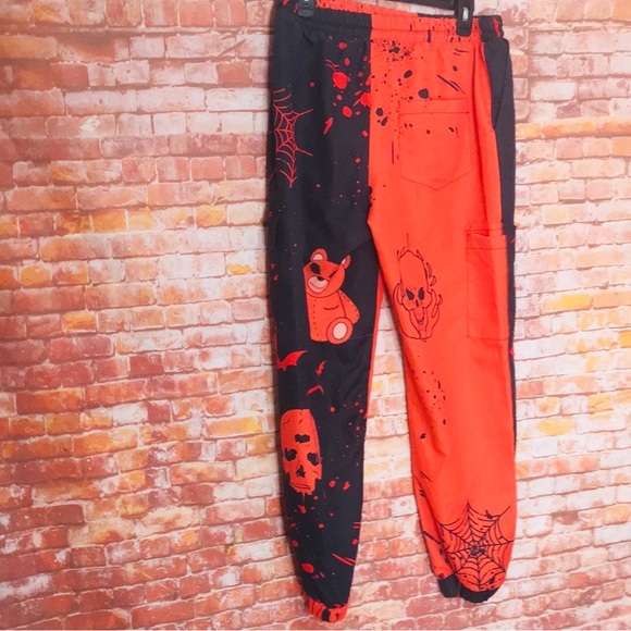 ROMWE Pants - Romwe Black and Orange Halloween Themed Wind Jogger Pants